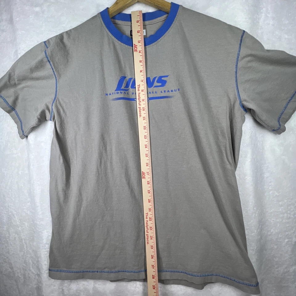 Detroit Lions NFL Team Apparel T-shirt Gray, Hawaiian Blue Trim Men's M Vintage - Image 4 of 4