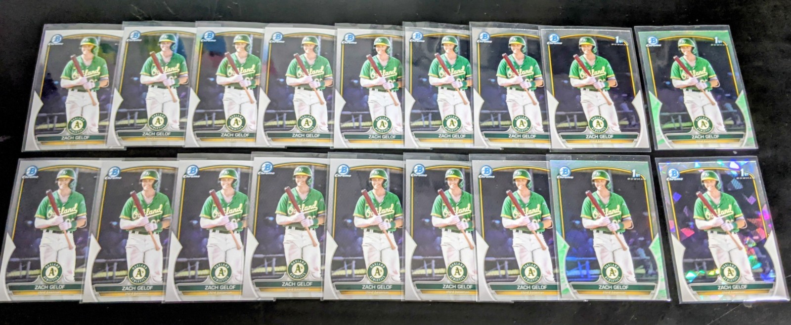 Lot Of (18) ZACH GELOF 2023 Bowman Chrome #BCP-1 (15) Base (2) Lunar (1) Atomic