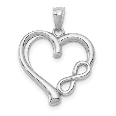 14k Weißgold poliert kleine Unendlichkeit Herz Charm Anhänger 0,87 Zoll