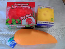 Sunny Days Jumbo SQUISHY BUNDLE, Squeezy Strawberry, Toymendous Carrot  CHEESE
