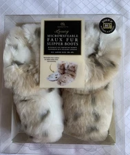 Aroma Home Luxury MICROWAVEABLE FAUX FUR SLIPPER BOOTS-Us Ladies Size 8.5-9.5
