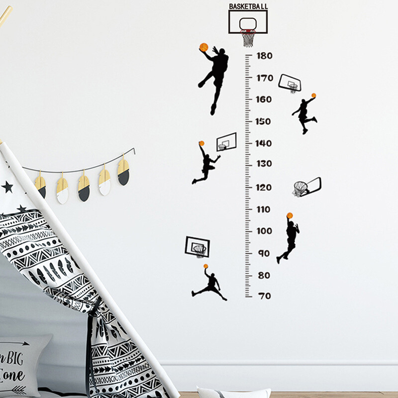 Basketball Boy Height Measure Wall Stickers For Kid's Bedroom wall