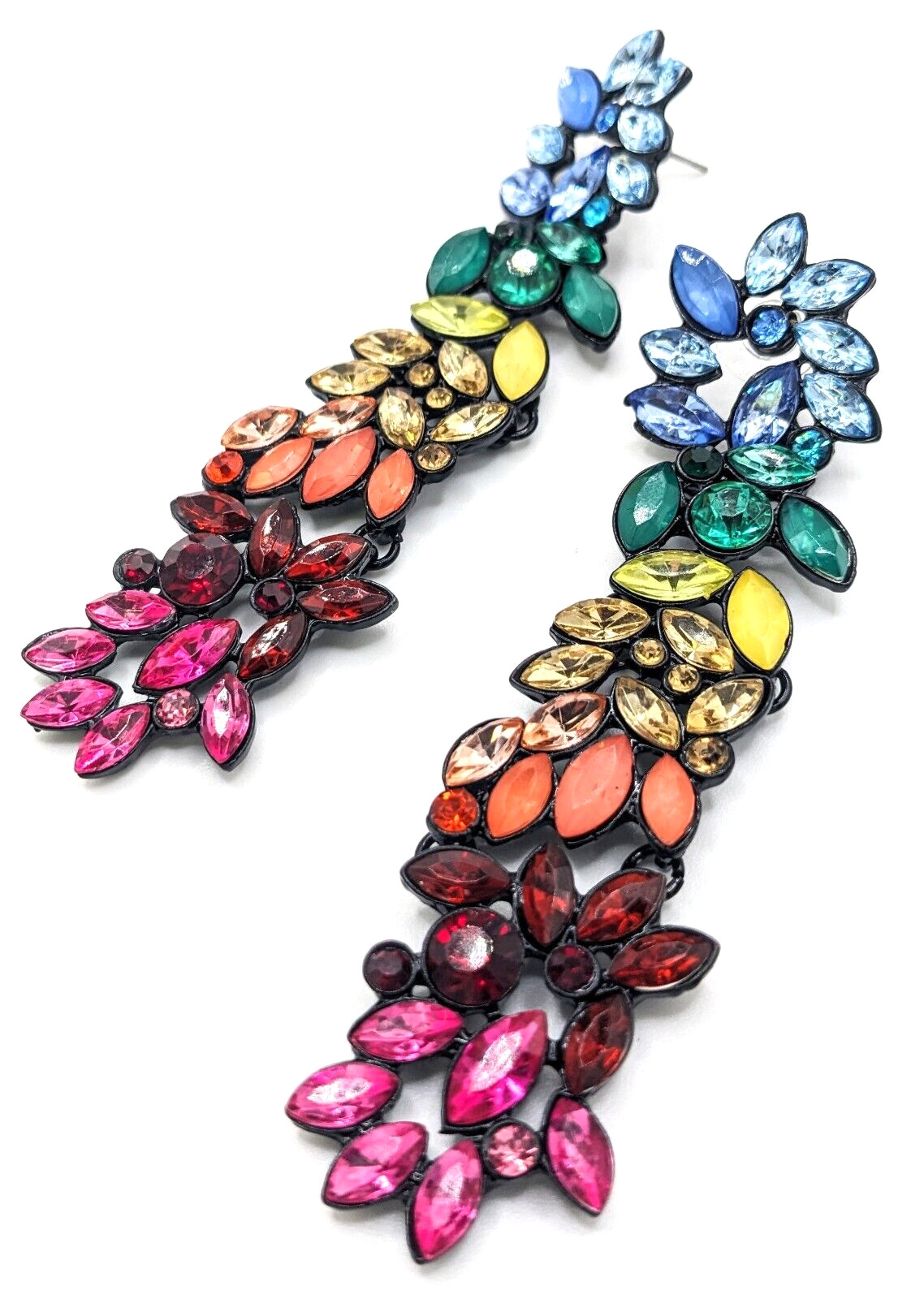 Statement Earrings Rainbow Multi Color "Rhineston… - image 2