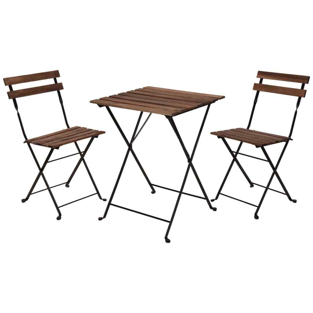 Ensemble de bistrot ProGarden 3 pièces noir en acier résistant aux intempéries