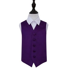 Purple Satin Plain Solid Page Boys Kids Wedding Waistcoat Suit Vest by DQT