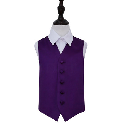 DQT Satin Plain Solid Purple Boys Wedding Waistcoat & Cravat Set DQT Satin Plain Solid Purple Boys Wedding Waistcoat & Cravat Set