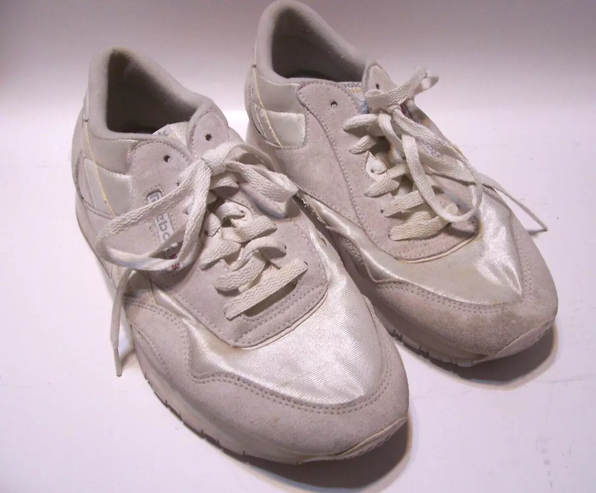 Vintage Men s Shoes Size 10 Reebok Classic Leather Suede Nylon White Gray 1 6390