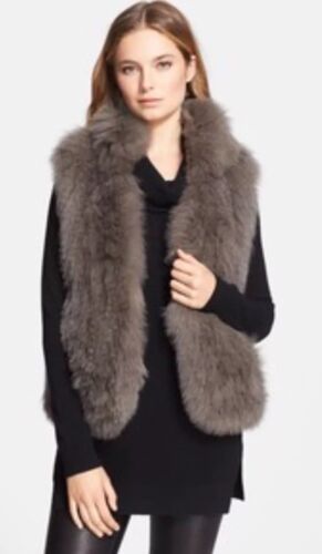 THEORY   "Hanalee" Genuine Fox Fur Vest Size Color: Mid Charcoal  L NWT $ 1295 - Picture 1 of 5