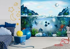 3D Submarine Fish Ocean G578 Wallpaper Mural Self-adhesive Removable Sticker Joy