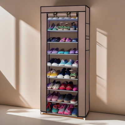 10 Layers 9 Shelf Shoe Rack Standing Shoes Cabinet Storage Organizer Dustproof