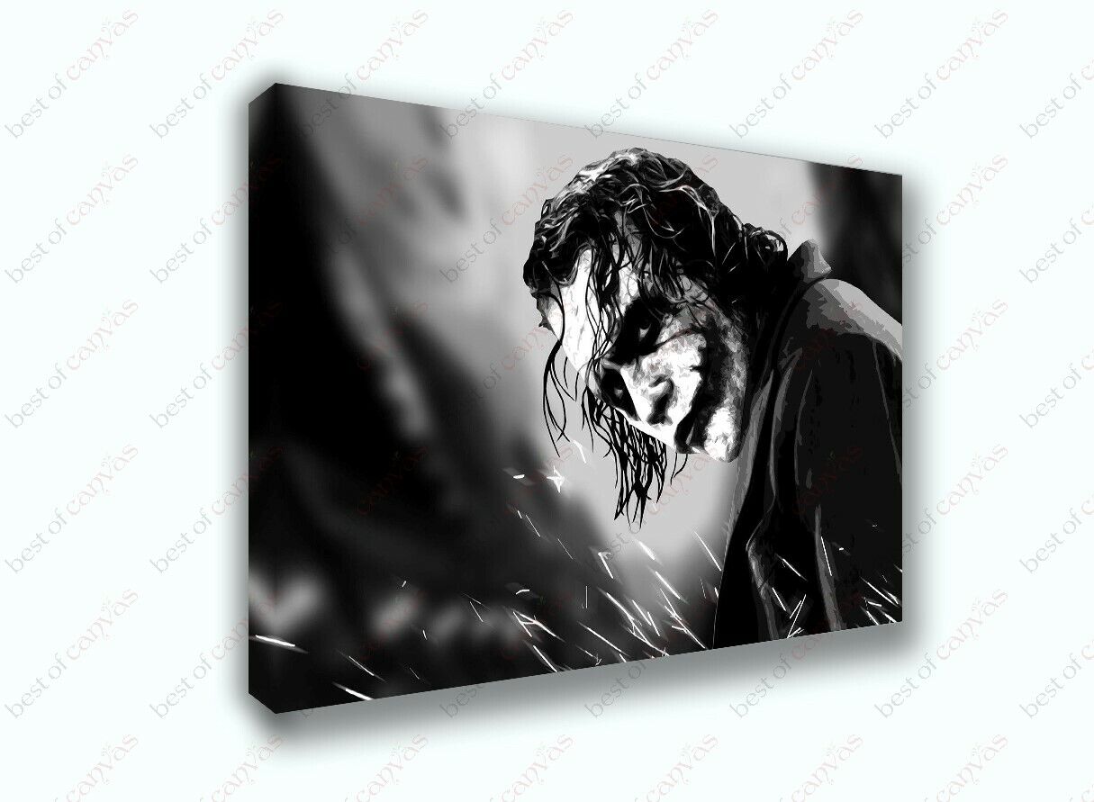 Heath Ledger Joker Black and White Poster Canvas Print Art Home ...