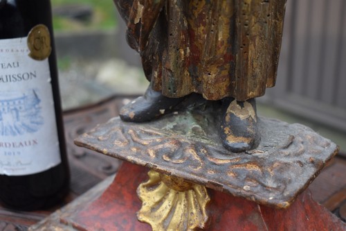 Antique 18thc Spanish wood carved polychrome saint joseph statue religious - Picture 5 of 11