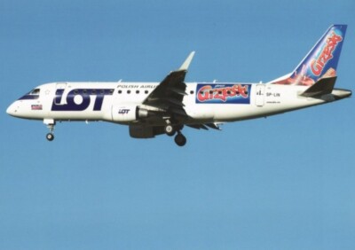 LOT Polish Airlines Embraer 175 SP-LIN ''Grzeski cs'' @ Frankfurt 2014 - postcard