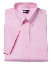 Croft  Barrow Men's Shirt Classic-Fit Short Sleeve Pink Easy Care NWT