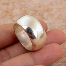 Chunky Dome Ring Solid 925 Sterling Silver Plain Wide Band Handmade Jewelry RM
