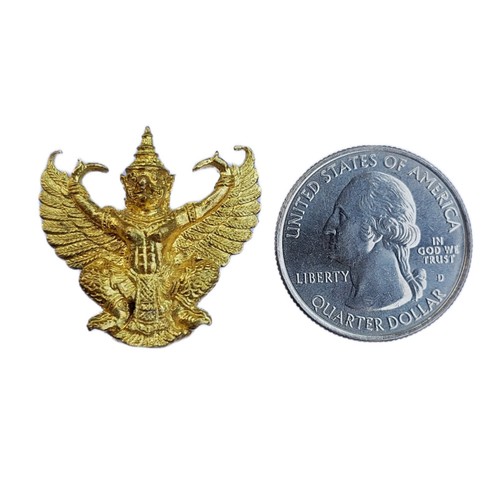 Estatuilla de pájaro mítico tailandés Garuda dorado criatura alada amuleto coleccionable - Imagen 9 de 9