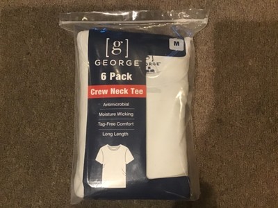 George Mens Crew Neck Tees White Pack Of 6 Medium Ebay