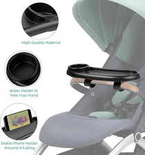  Stroller Tray Holder, 3 in 1 Universal Stroller Tray with Snack Tray, Cup Holde