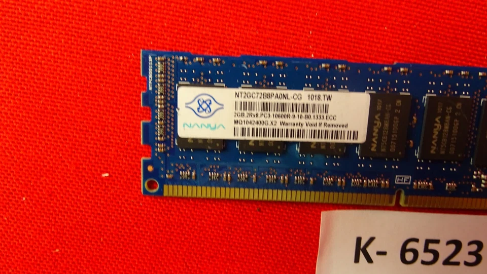 Nanya 2GB PC3-10600R ECC Server-Ram Storage NT2GC72B8PA0NL-CG! 6GB Kit - Image 2 of 2
