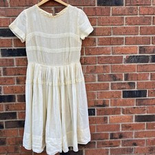 Vtg 50s 60s Sheer Rockabilly Shirtwaist Fit Flair Day Dress M/L