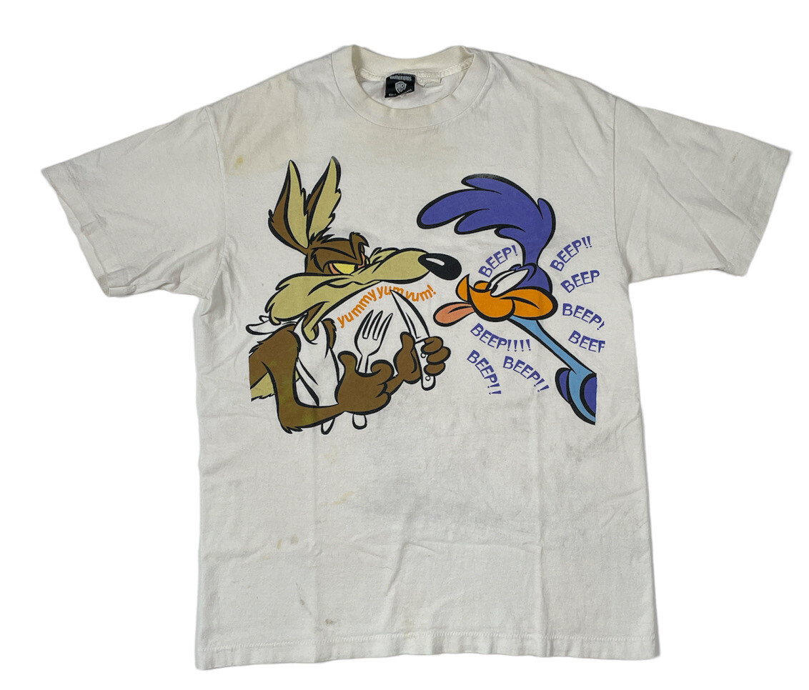 VTG 90s Road Runner & Wile E Coyote Big Logo Single Stitch T Shirt