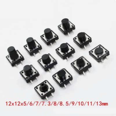 MARKENLOS Push Click Taktiler Schalter PCB Rund Taster Schwarz Momentan Klein Mini Micro