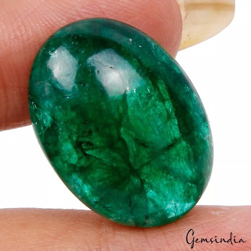 Natürlicher zertifizierter schöner grüner Smaragd 24,20 ct ovale Form loser Cabochon Edelstein - Bild 7 von 8