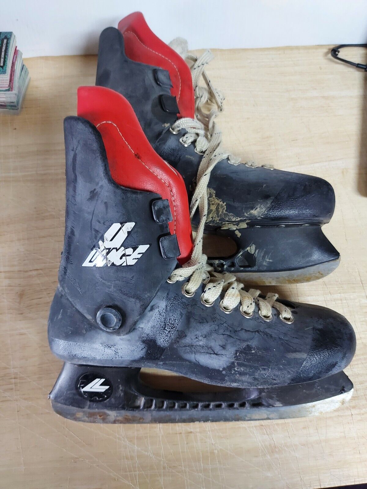 Vintage Lange Elite Mens Hockey Skates Used Size 7 Rare Plastic eBay