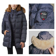Pajar Coat Women Large Puffer Down Winter Jacket Navy Heavyweight Canadian