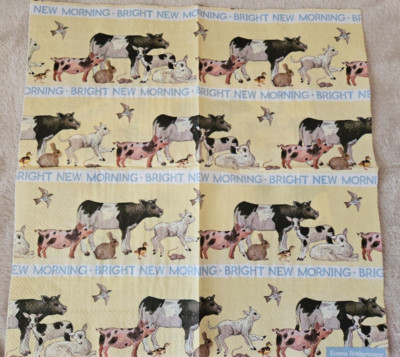 3 Servietten ~   Bright New Morning Kuh Schaf Schwein Tiere Bridgewater ~ Z 103