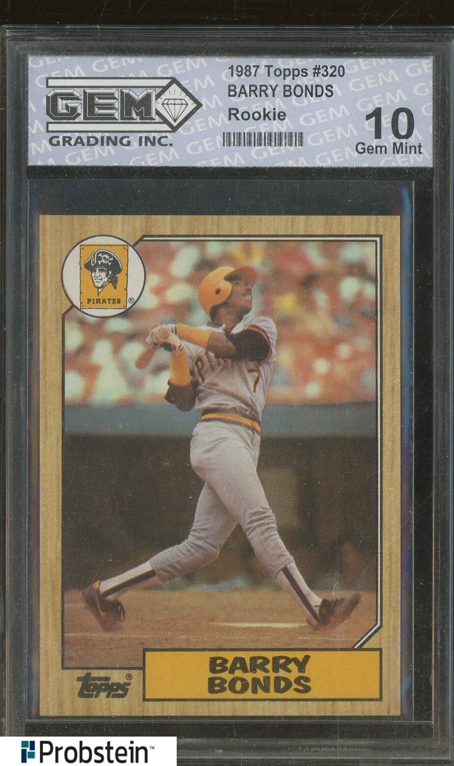 1987 Topps 320 Barry Bonds Pirates RC Rookie GEM GRADING INC. 10 GEM