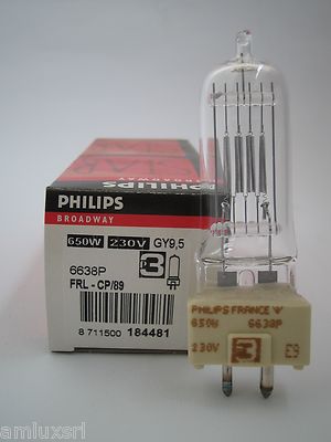 6638P PHILIPS 650W 230V GY9.5 CP/89 FRL HALOGEN LAMP PHOTO THEATER LIGHTS 64717