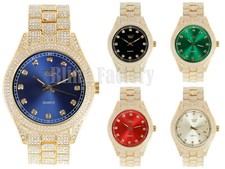 Iced Bling Rapper Lab Diamond Metal 14K Gold PT Hip Hop Luxury Colorful Watch