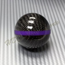 Real Carbon Fiber Ball Manual Gear Shift Shifter Knob Wpurple Stripe Universal