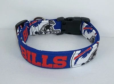 TERRI'S DOG COLLARS Buffalo Bills NFL Terri's Dog Collar custom made adjustable made with fabric