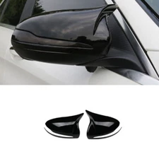 Glossy Black OX Horn Rear View Side Door Mirror Cover For Benz C-Class 2015-2021