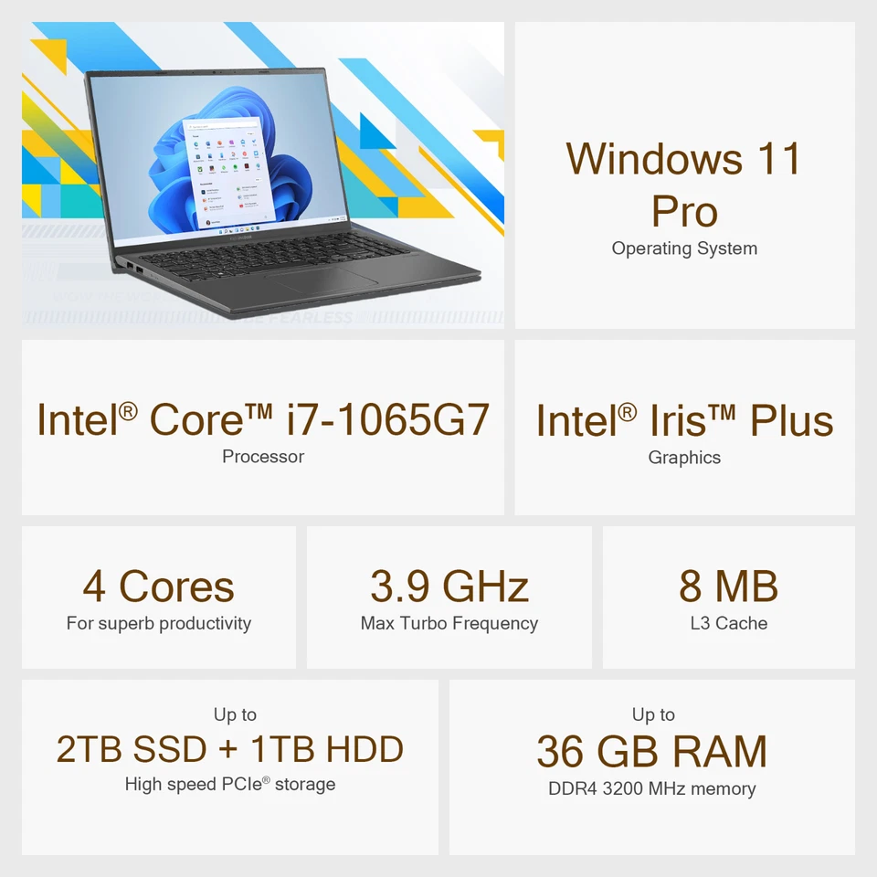 ASUS Vivobook Laptop 15 Touch Intel i7 Upto 36GB RAM 2TB SSD+1TB HDD Office 2024 - Image 3 of 4