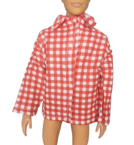 Farmer Lumberjack Red Checkered Pattern Shirt Fits 12" Boy Fashion Doll 1:6