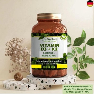 Vitamin D3 5.000 I.E. + Vitamin K2 200 mcg ? 180 Tabletten