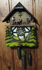 Vintage SCHMECKENBECHER  Woodsman Cuckoo Animated, Musical - Needs TLC