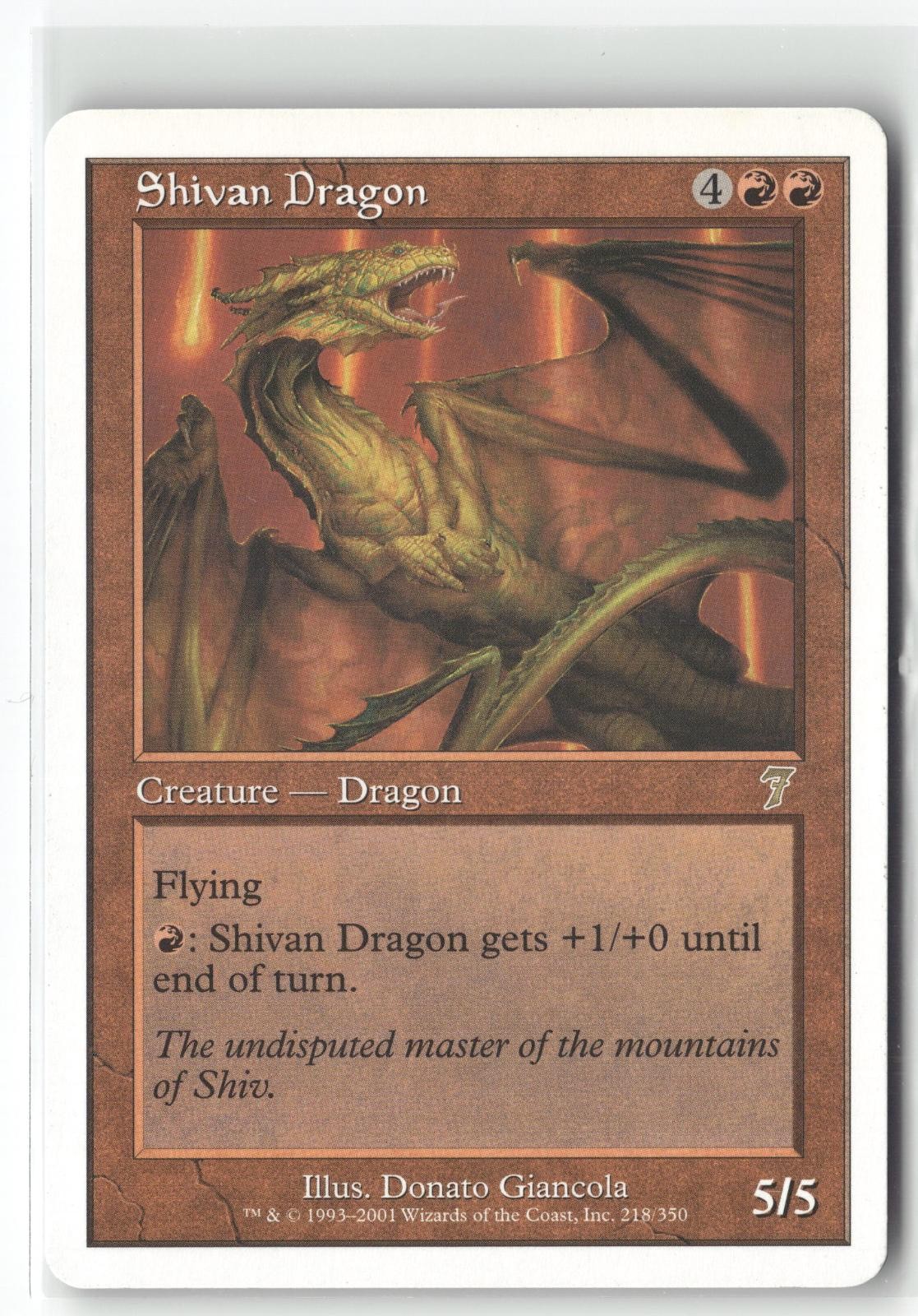Shivan Dragon 218 Rare 7th Edition Magic: The Gathering Lightly Played