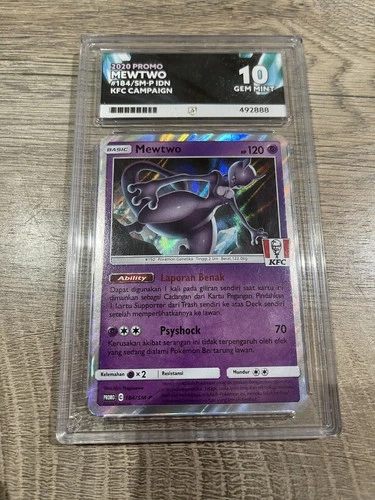 Mewtwo 184/SM-P Holo - KFC Indonesian Promo Pokemon Card - ACE 10 Gem Mint