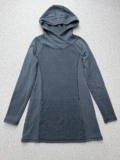PrAna Tunic Hoodie Womens XS Gray Fleece Cowl Neck Chevron Pockets Long Sleeve