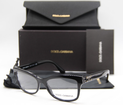 NEW DOLCE & GABBANA DG 3254 501 BLACK GOLD AUTHENTIC FRAMES EYEGLASSES 52-16
