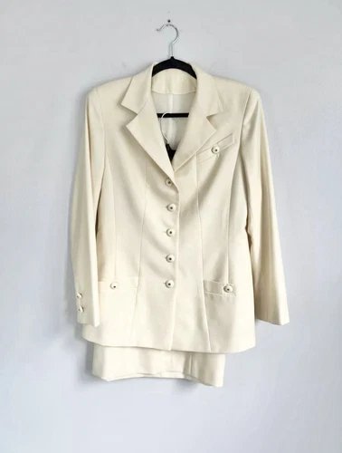 Set completo gonna seta panna CHANEL vintage anni 90 taglia 42