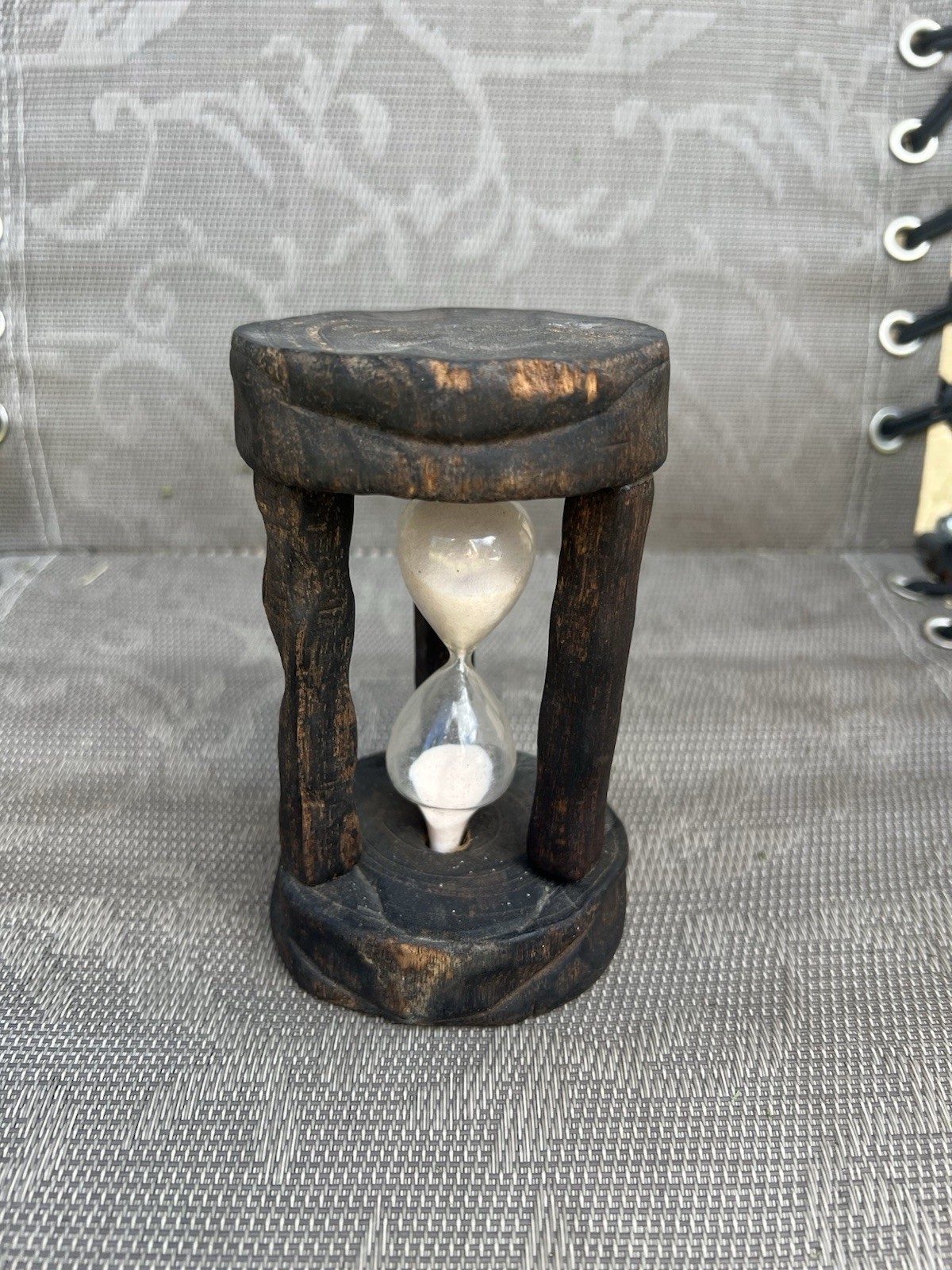 Vintage Hand Carved Hourglass Sand Timer Wooden