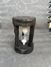 Vintage Hand Carved Hourglass Sand Timer Wooden