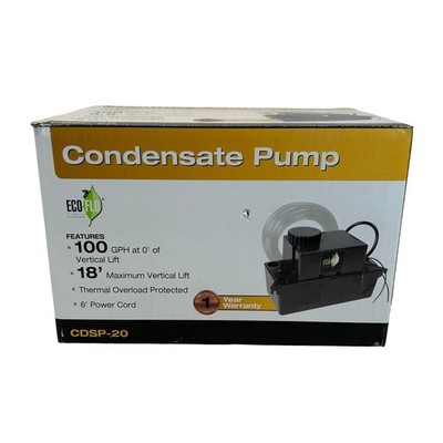 Eco-Flo CDSP-20 Condensate Pump 100 GPH 18 Ft Lift for HVAC Furnaces 115V New