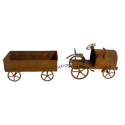 Unique Iron Farm Tractor Flower Pot Ideal For Balcony Lawn And Garden Display