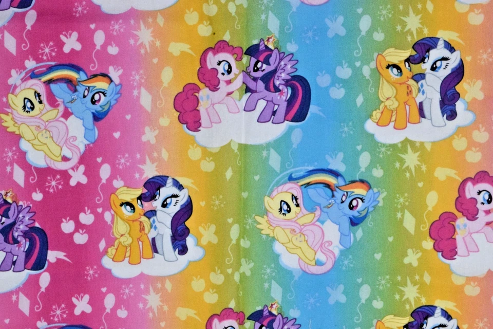 My Little Pony Flat Sheet Size 60 X 41 Inches Rainbow All Over Ponies Cotton - Image 3 of 4